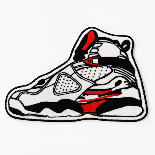 Jordan 6 Fire Red Rug - 45cm x 70cm Sneaker Room Rug
